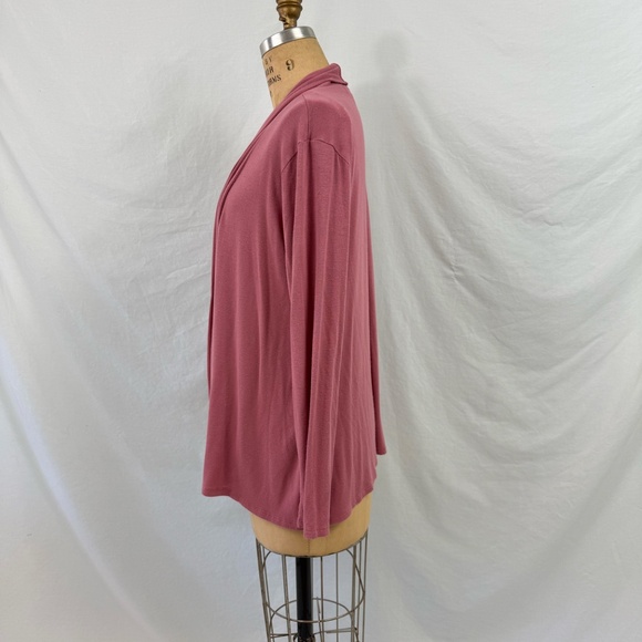 Espresso Rose Pink Long Sleeve Light Weight Waterfall Wrap Jacket Size Large - Picture 4 of 9